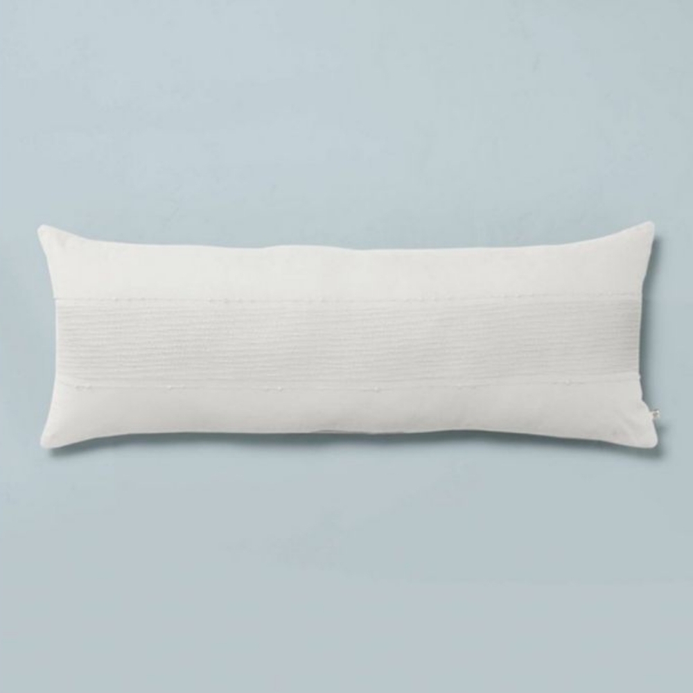 Hearth & Hearth Slub Center Stripe Oversized Lumbar Oblong Bed Pillow - Picture 5 of 14